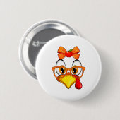 Turkey Face Apple Coquette Fall Thanksgiving Costu Button (Vorne & Hinten)