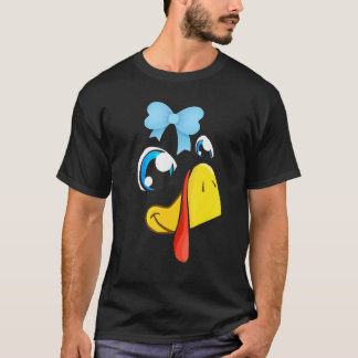 Turkey Face Girl Blue Bow   Turkey Face Girl Blue  T-Shirt