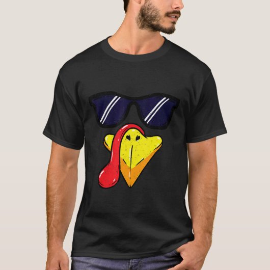 Turkey Face Thanksgiving Day Pilgrim Trot Costume T-Shirt (Vorderseite)