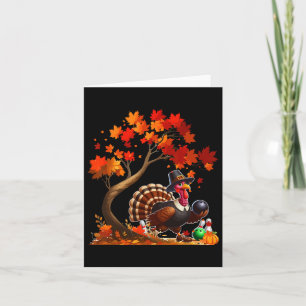 Turkey Fall Tree Erntedank Bowling Lover Player Karte