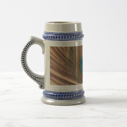 Turkey Feather Gray / Blue 22 oz Stein Bierglas (Links)