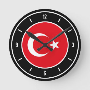 Turkey Flag Elegant Runde Wanduhr