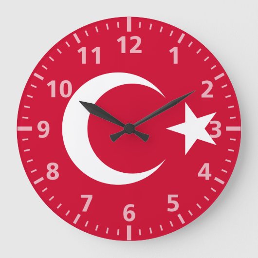 Turkey Flag Große Wanduhr (Vorderseite)
