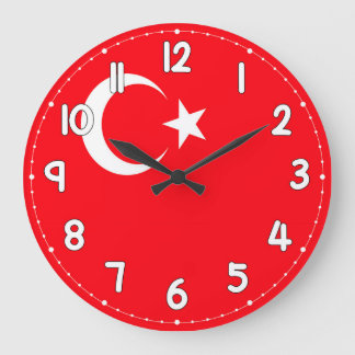 Turkey Flag Wall Clock – Patriotic Turkish Decor Große Wanduhr