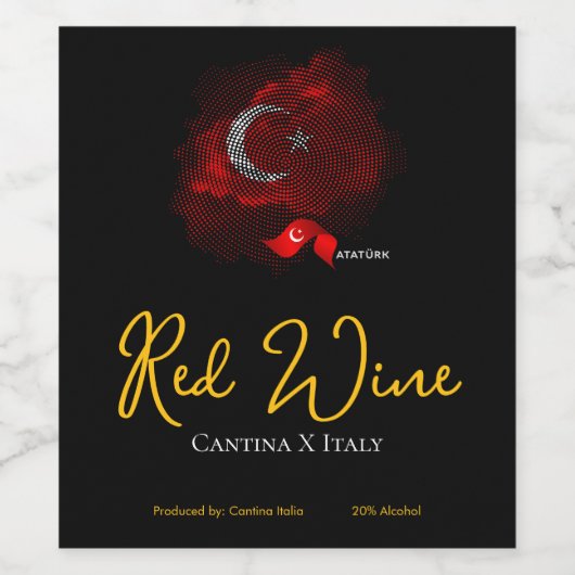 Turkey flag weinetikett (Einzelnes Label)