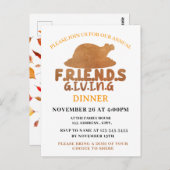 Turkey Friendsgiving Dinner Party Einladung Postkarte (Vorne/Hinten)