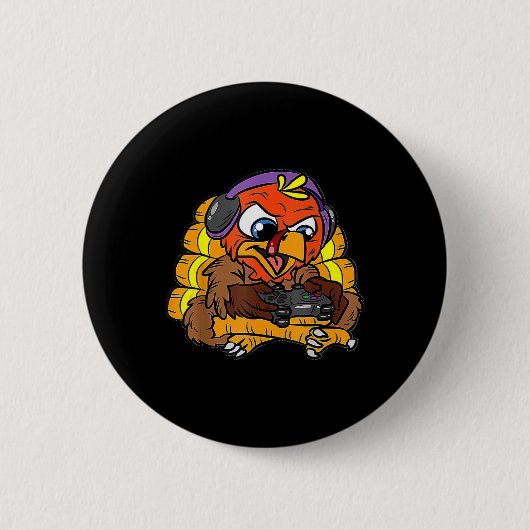 Turkey Gamer Funny Erntedank Coole Videospiele G Button (Vorderseite)