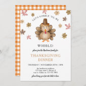 Turkey Gobble Wobble Erntedank Dinner Party Einladung (Vorne/Hinten)