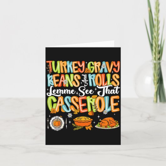 Turkey Gravy Beans And Rolls Cerole Funny Thanksgi Karte (Vorderseite)
