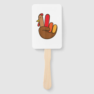Turkey Hand Peace Sign Groovy Erntedank Retro H Fächer