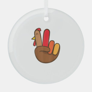 Turkey Hand Peace Sign Groovy Erntedank Retro H Ornament Aus Glas
