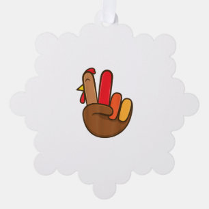 Turkey Hand Peace Sign Groovy Erntedank Retro H Ornament Karte