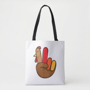 Turkey Hand Peace Sign Groovy Erntedank Retro H Tasche