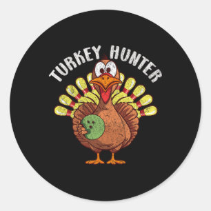Turkey Hunter Funny Turkey Bowling Spieler Thanksg Runder Aufkleber