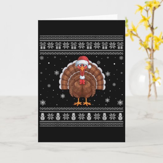 Turkey Lovers Men Women Santa Ugly Xmas Sweater Karte (Gelbe Blume)