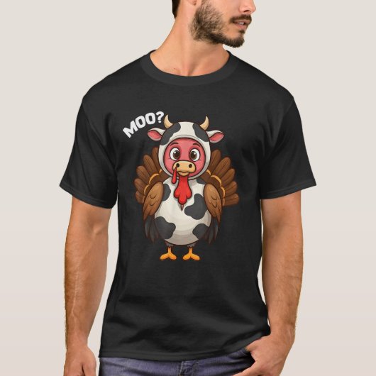 Turkey Moo Cow Funny Erntedank Fake Cow Kostüm T-Shirt (Vorderseite)