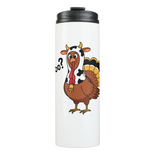 Turkey Moo Cow Funny Erntedank Performance Spri Thermosbecher (Vorderseite)