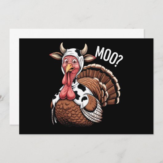 Turkey Moo Funny Erntedank Einladung (Vorne/Hinten)