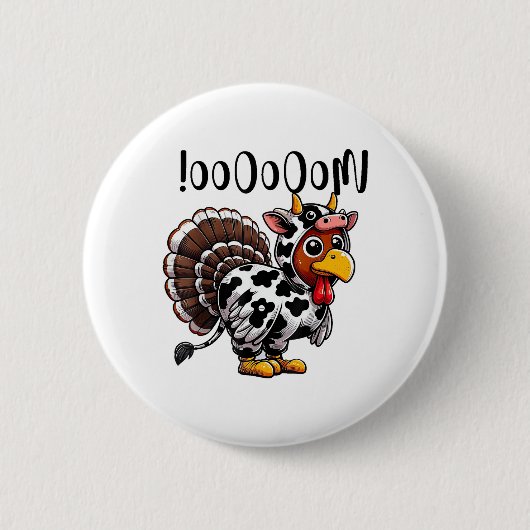 Turkey Moo Funny Erntedank Fake Cow Moo Button (Vorderseite)