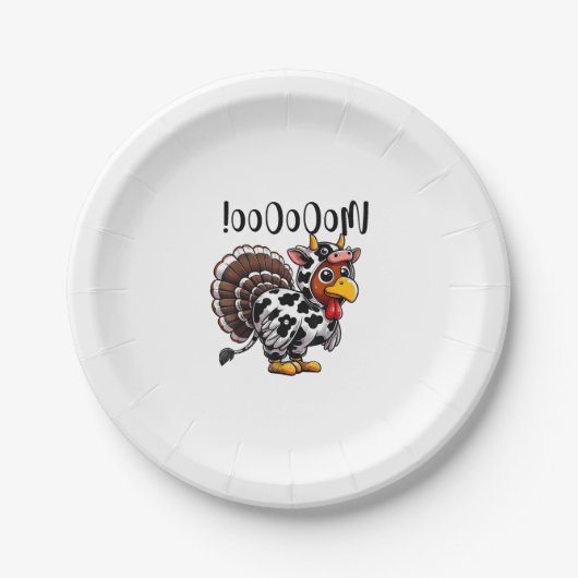 Turkey Moo Funny Erntedank Fake Cow Moo Pappteller (Vorderseite)
