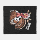 Turkey Moo Funny Erntedank Fleecedecke (Vorderseite (Horizontal))