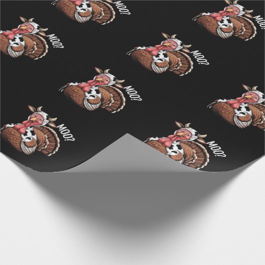 Turkey Moo Funny Erntedank Geschenkpapier (Ecke)