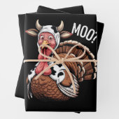 Turkey Moo Funny Erntedank Geschenkpapier Set (Beispiel)