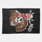 Turkey Moo Funny Erntedank Geschirrtuch (Horizontal)