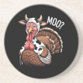 Turkey Moo Funny Erntedank Getränkeuntersetzer (Vorne)