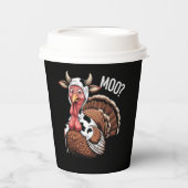 Turkey Moo Funny Erntedank Pappbecher (Vorderseite)