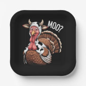 Turkey Moo Funny Erntedank Pappteller (Vorderseite)