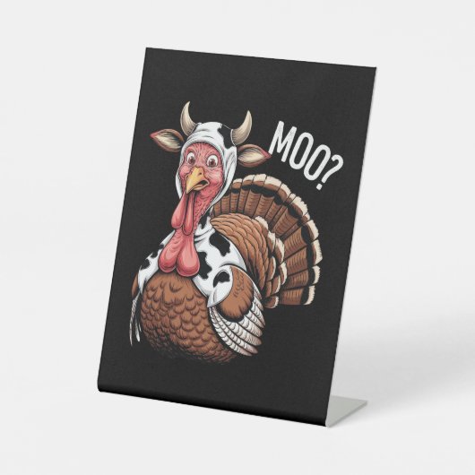 Turkey Moo Funny Erntedank Sockelschild (Vorderseite)