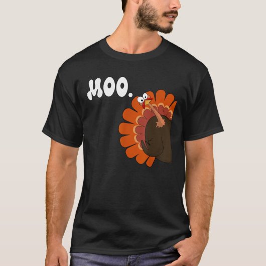 Turkey Moo Funny Erntedank Türkei Fake Kuh Moo T-Shirt (Vorderseite)