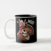 Turkey Moo Funny Erntedank Zweifarbige Tasse (Links)
