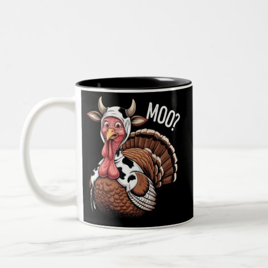 Turkey Moo Funny Erntedank Zweifarbige Tasse (Links)