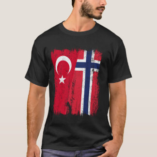 Turkey Norway Half Flag Turkish Norwegian Ancestry T-Shirt