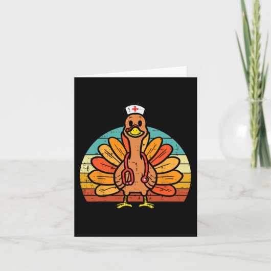 Turkey Nurse Stethoscope Erntedank Fall Scrub T Karte (Vorderseite)