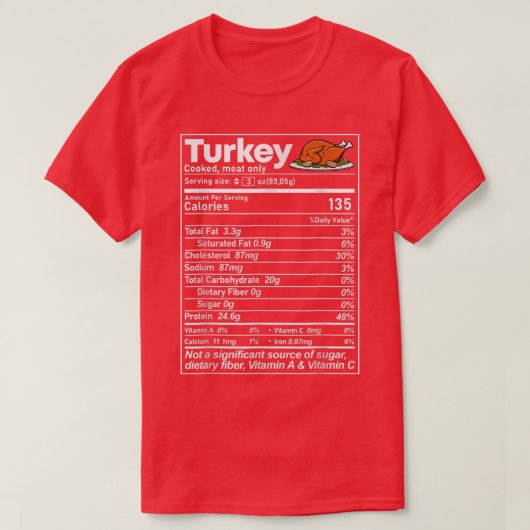 Turkey Nutrition Facts Funny Erntedank Christma T-Shirt (Design vorne)
