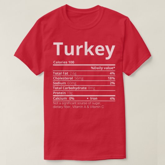 Turkey Nutritions Facts Family Funny Erntedank C T-Shirt (Design vorne)