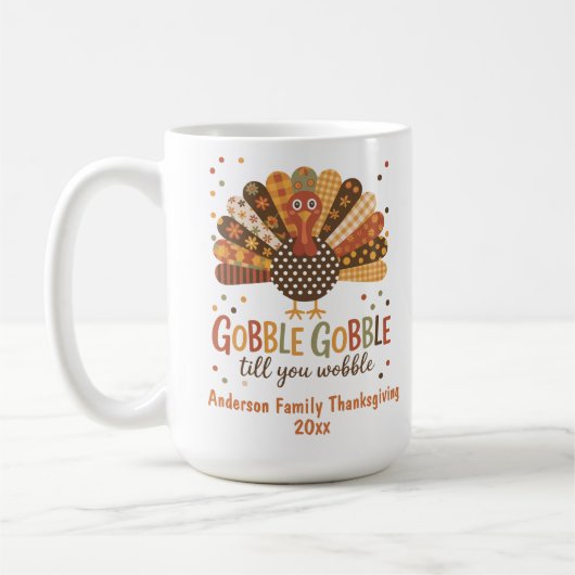 Turkey Patchwork Gobble Till Wobble Erntedank Kaffeetasse (Links)