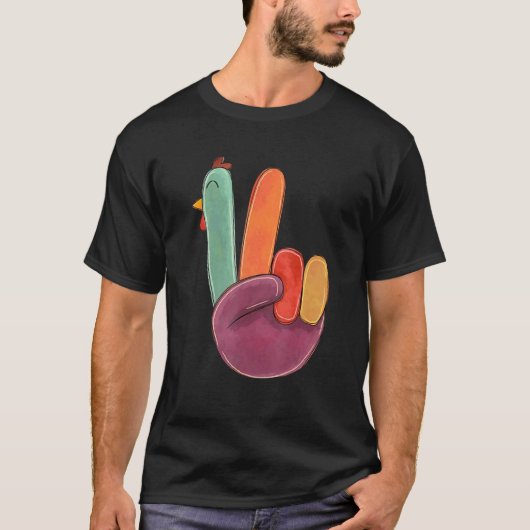 Turkey Peace Sign Thanksgiving T-Shirt (Vorderseite)