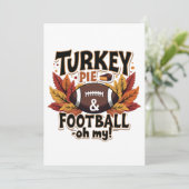 Turkey Pie & Football Oh mein türkischer Erntedank Einladung (Stehend Vorderseite)