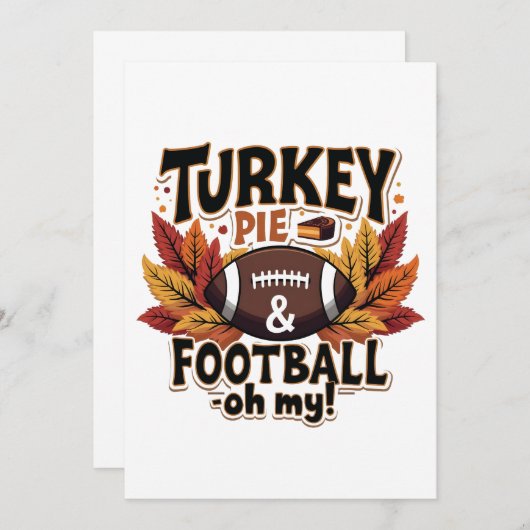 Turkey Pie & Football Oh mein türkischer Erntedank Einladung (Vorne/Hinten)