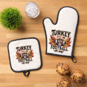 Turkey Pie & Football Oh mein türkischer Erntedank Ofenhandschuh & Topflappen-Set (Oben Unten)
