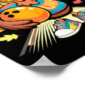 Turkey Playing Bowling Thanksgiving Turkey Tail Bo Poster (Ecke)