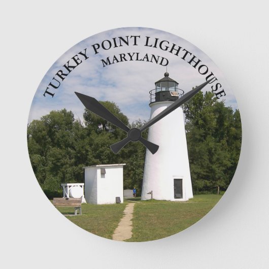 Turkey Point Lighthouse, Maryland Round Wall Clock Runde Wanduhr (Vorderseite)