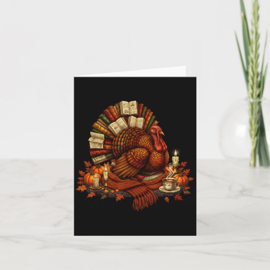 Turkey Reading Books Fall Season Thanksgiving Teac Karte (Vorderseite)
