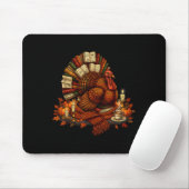 Turkey Reading Books Fall Season Thanksgiving Teac Mousepad (Mit Mouse)