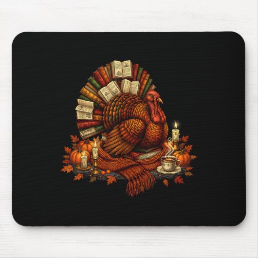 Turkey Reading Books Fall Season Thanksgiving Teac Mousepad (Vorne)