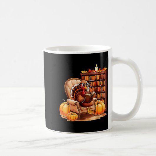 Turkey Reading Books Fall Thanksgiving Teacher Boo Kaffeetasse (Rechts)